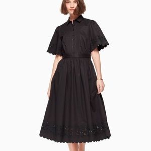 Kate Spade 100% Cotton Embroidered Black Dress